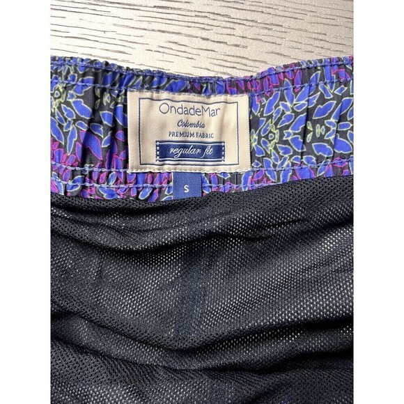 OndadeMar Men's Swimsuit Purple Floral Print Size S New 5" Quick Dry Swim Trunks - Picture 8 of 8